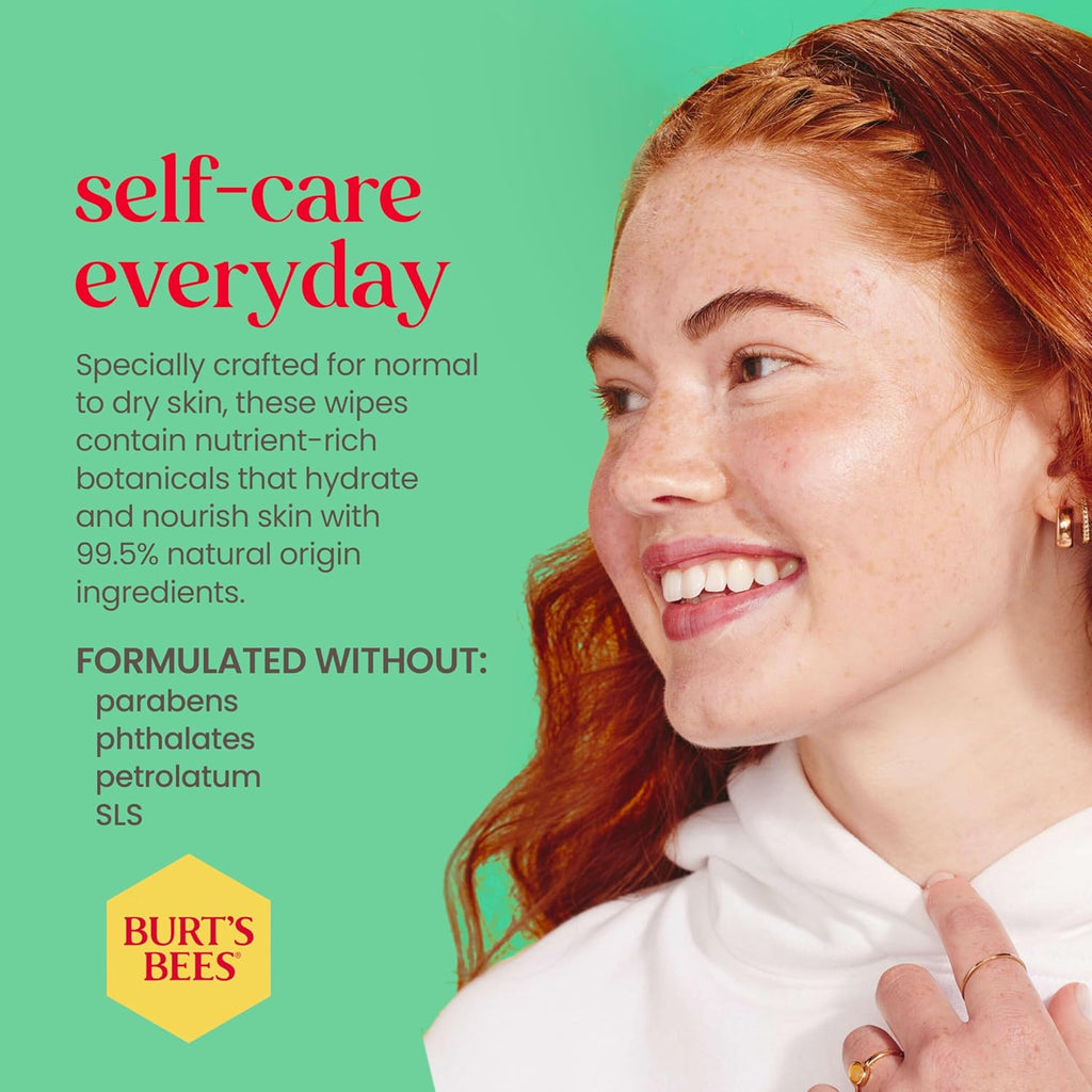 Burt'S Bees Cucumber & Mint Face Wipes, for All Skin Types, Refreshing Makeup Remover & Facial Cleansing Towelettes, 30 Ct. (3-Pack)