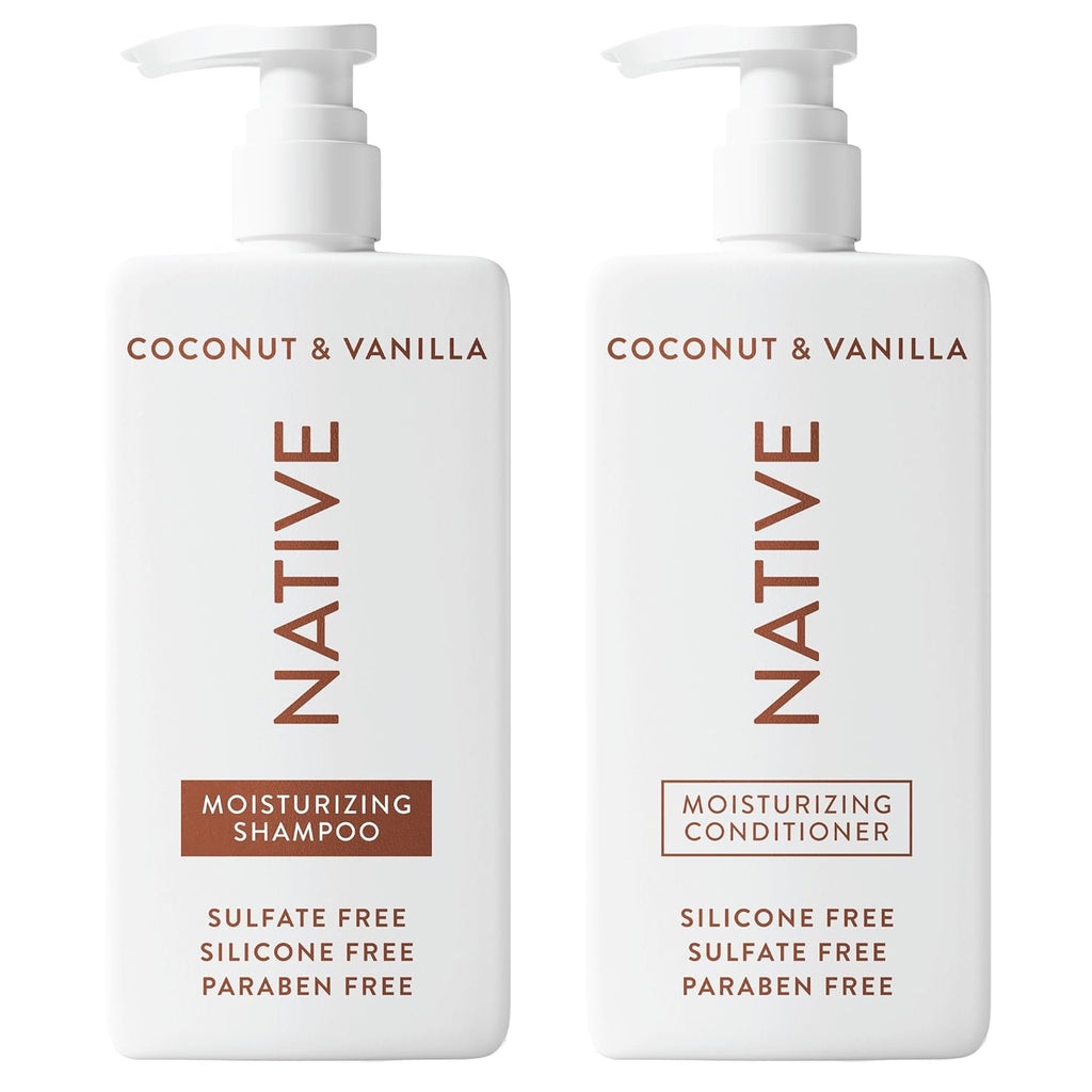 Coconut & Vanilla Shampoo and Conditioner Contain Naturally Derived Ingredients | All Hair Types, Color & Treated, Fine to Dry Damaged, Sulfate & Dye Free - 2-Pack