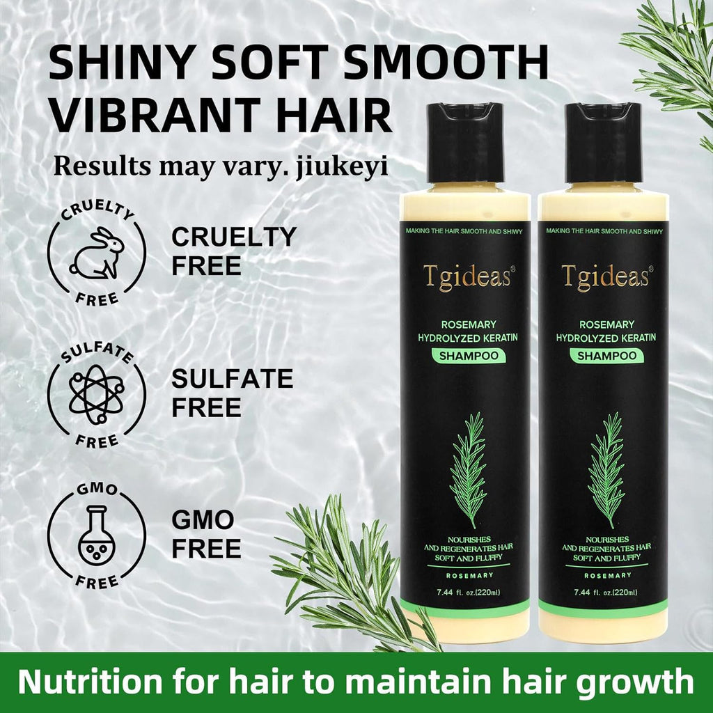 Tgideas Organic Rosemary Hair Growth Shampoo for Women and Men-Natural Thickening & Strengthening Shampoo with Hydrolyzed Keratin for Thinning Hair & Hair Loss 7.4 Fl.Oz