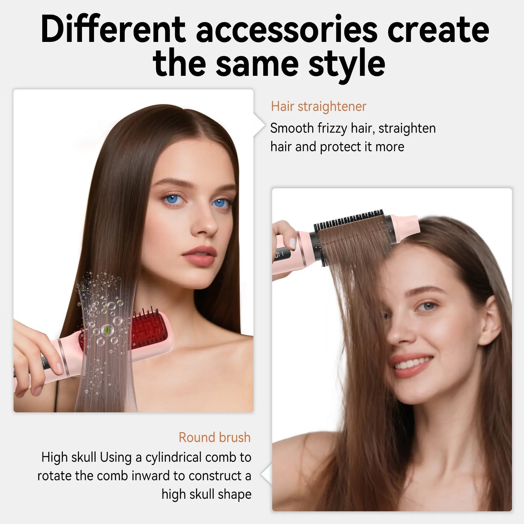 ATOPSKINS 5-in-1 Hot Air Brush with Gentle Styling, Ultra-Lightweight Design, and Heat-Free Attachment for Zero Heat Damage, Made of Durable Plastic, Includes 1-Year Warranty