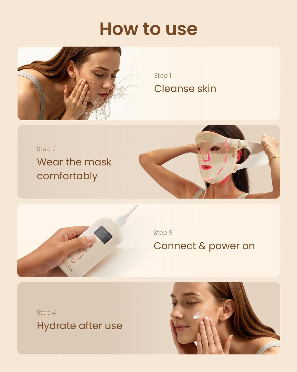 RENPHO 4D Red Light Therapy Mask for Face 2026, Birthday Gifts for Women Mom Wife, 324 Leds Full Face Coverage & 3 Light Modes, Cordless LED Red Light Therapy Face Mask for Home Use & Travel