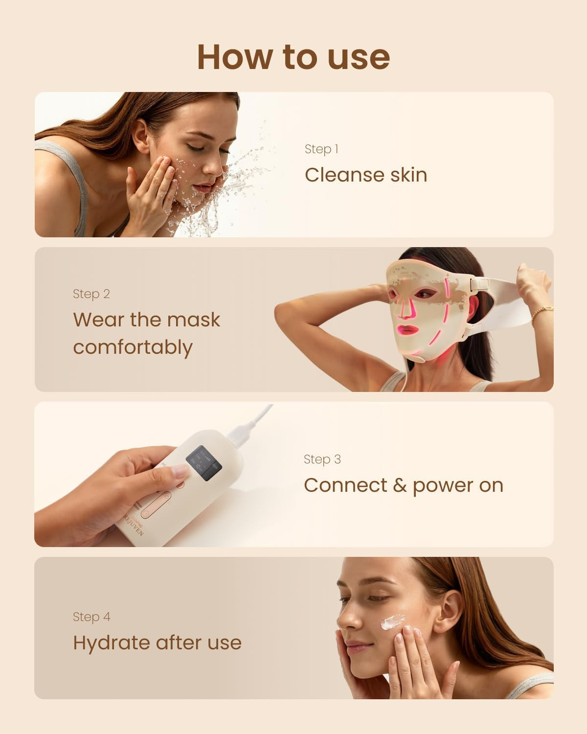 RENPHO 4D Red Light Therapy Mask for Face 2026, Birthday Gifts for Women Mom Wife, 324 Leds Full Face Coverage & 3 Light Modes, Cordless LED Red Light Therapy Face Mask for Home Use & Travel