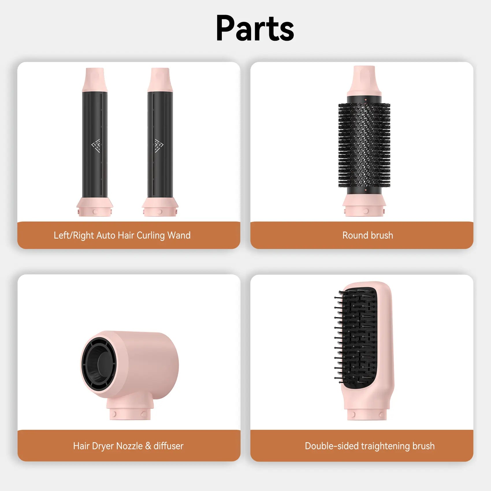 ATOPSKINS 5-in-1 Hot Air Brush with Gentle Styling, Ultra-Lightweight Design, and Heat-Free Attachment for Zero Heat Damage, Made of Durable Plastic, Includes 1-Year Warranty