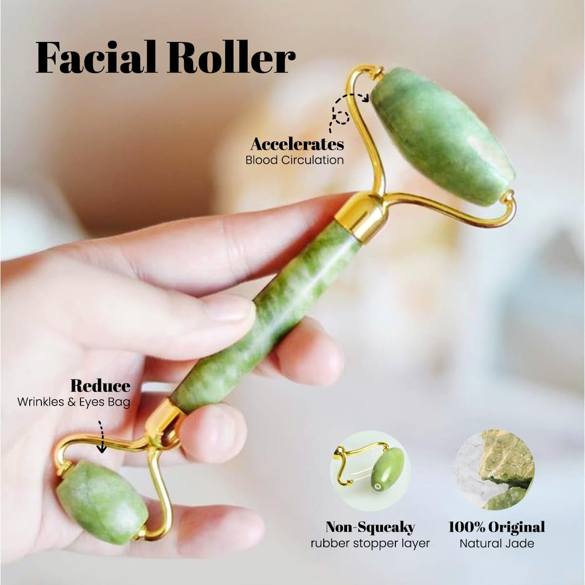 ROSELYNBOUTIQUE Gua Sha Facial Tools & Jade Face Roller for Lift Wrinkless Natural Skincare Tool Jade Roller Guasha Tool for Face (Green)