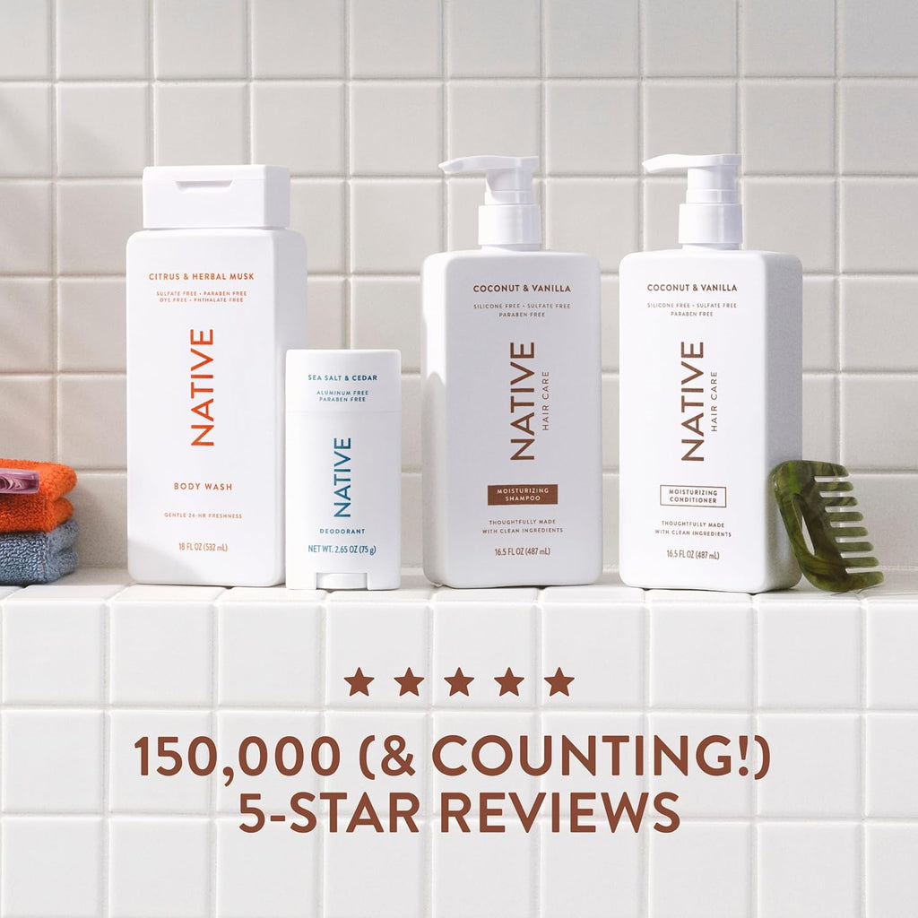 Coconut & Vanilla Shampoo and Conditioner Contain Naturally Derived Ingredients | All Hair Types, Color & Treated, Fine to Dry Damaged, Sulfate & Dye Free - 2-Pack