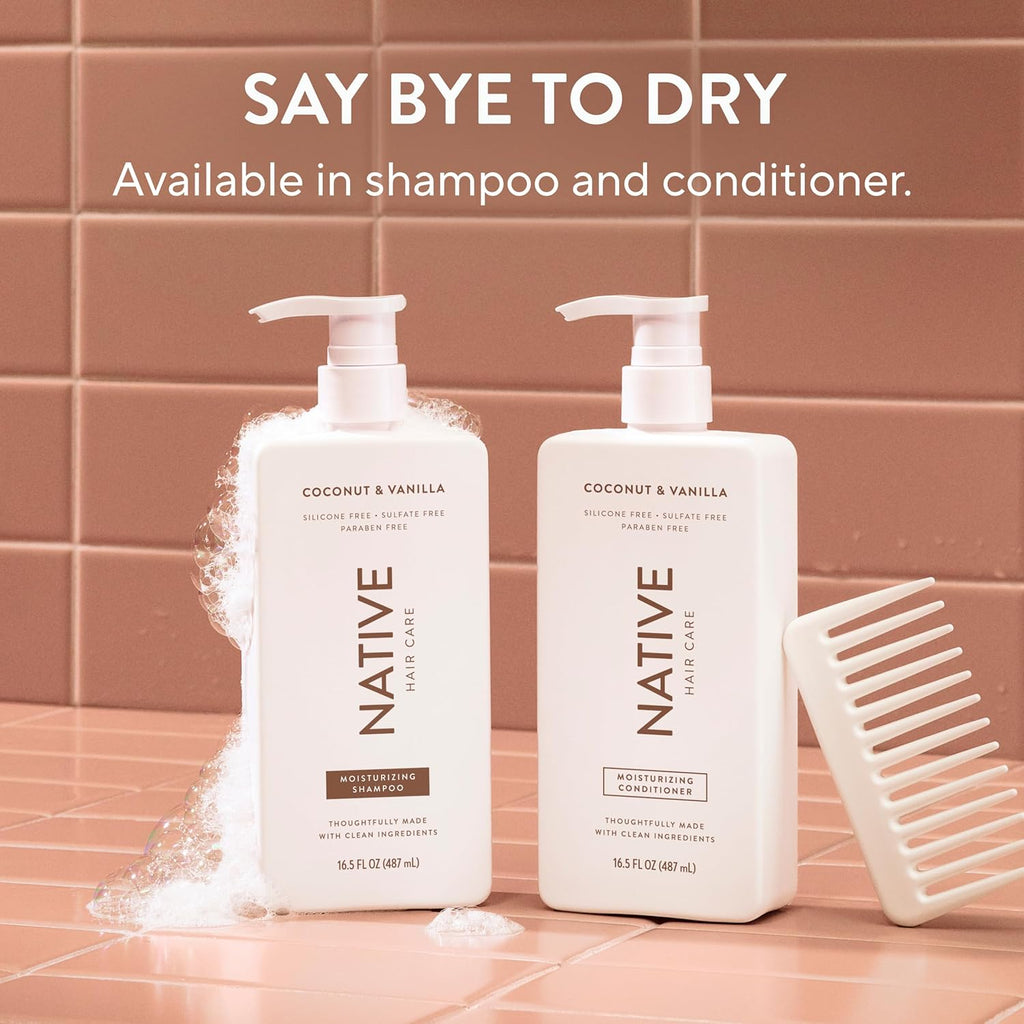Coconut & Vanilla Shampoo and Conditioner Contain Naturally Derived Ingredients | All Hair Types, Color & Treated, Fine to Dry Damaged, Sulfate & Dye Free - 2-Pack