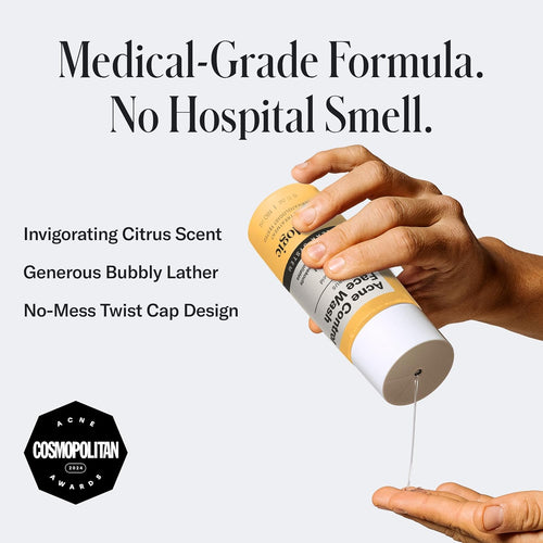 Acne Control Face Wash | 2% Salicylic Acid Exfoliating Cleanser | Clears Skin, Controls Oil & Prevents Breakouts | Clean Citrus Scent | for Men & Women | 6 Fl Oz