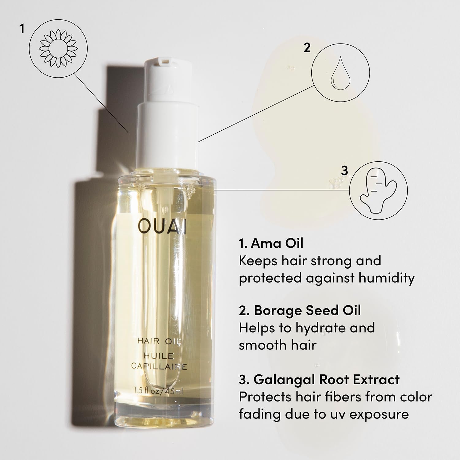 Hair Oil - Hair Heat Protectant Oil for Frizz Control - Adds Shine and Smooths Split Ends - Color Safe Formula - Paraben, Phthalate and Sulfate Free (1.5 Fl Oz)