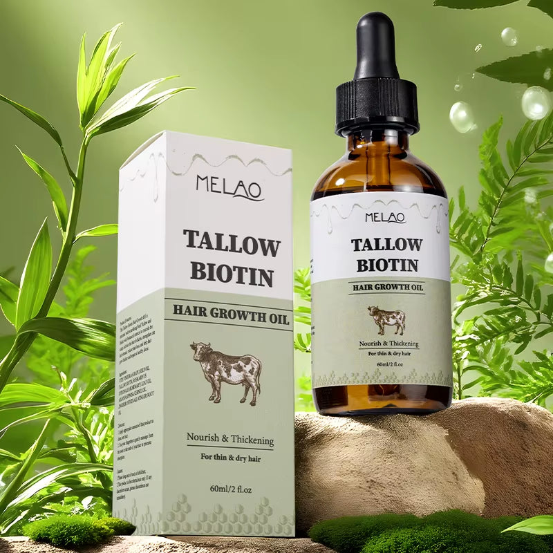 Private Label Organic Tallow Biotin Scalp Conditioning Hair Care Oil with Hair Growth & Repair