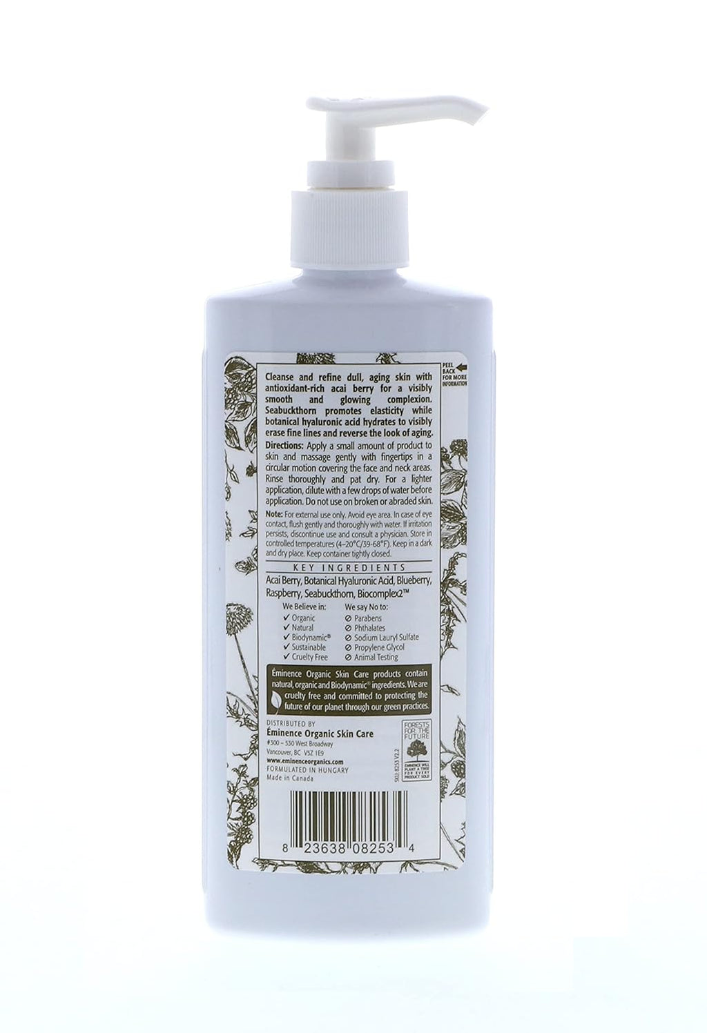 Eminence Organic Skincare Firm Skin Acai Cleanser with Hyaluronic Acid, 8.4 Ounce