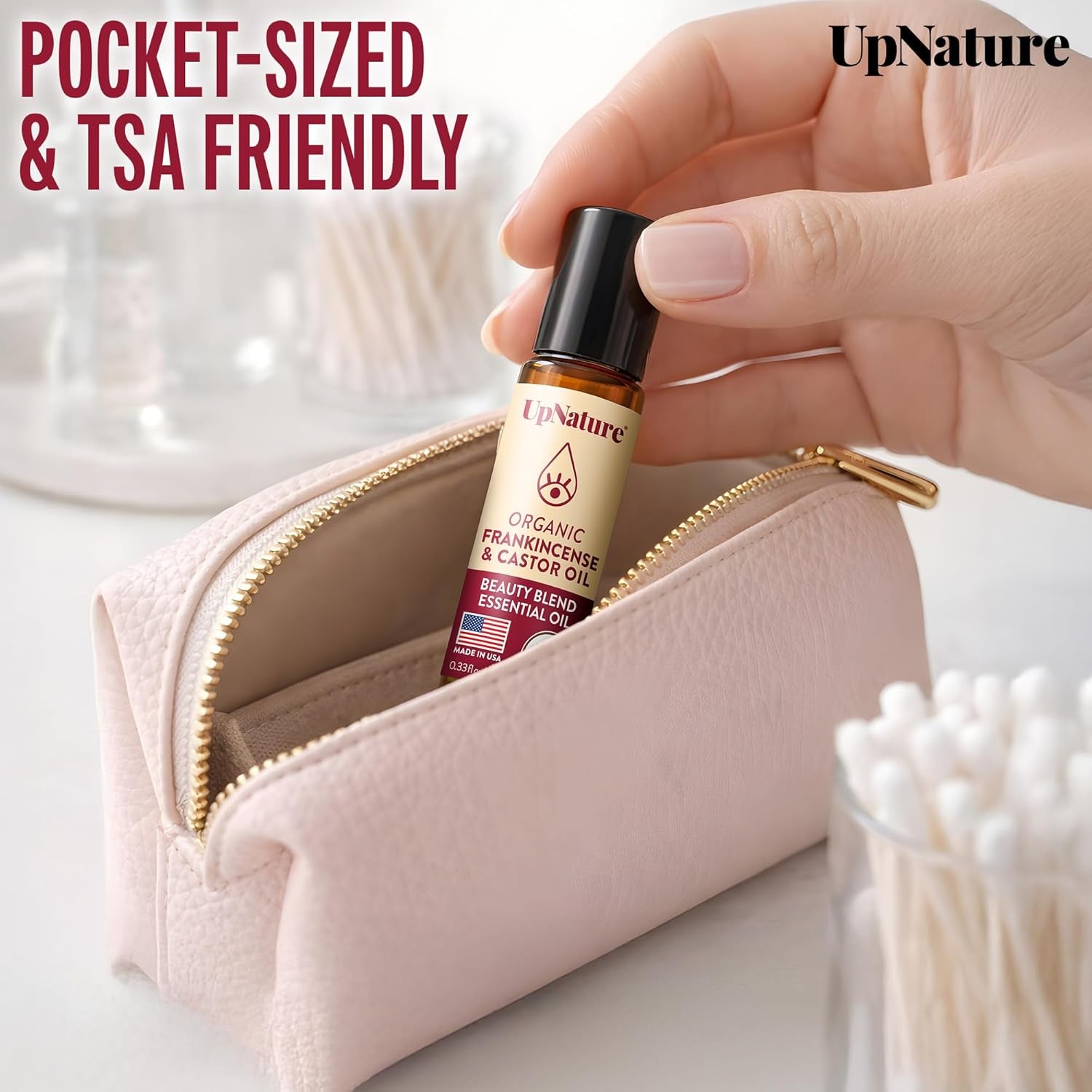 Upnature Beauty Castor Oil Roll on Eye Roller - 100% Organic Frankincense and Castor Oil for Face, Dark Circles, Fine Lines, under Eyes and Skin