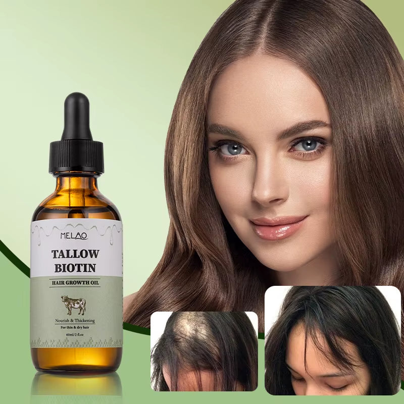 Private Label Organic Tallow Biotin Scalp Conditioning Hair Care Oil with Hair Growth & Repair