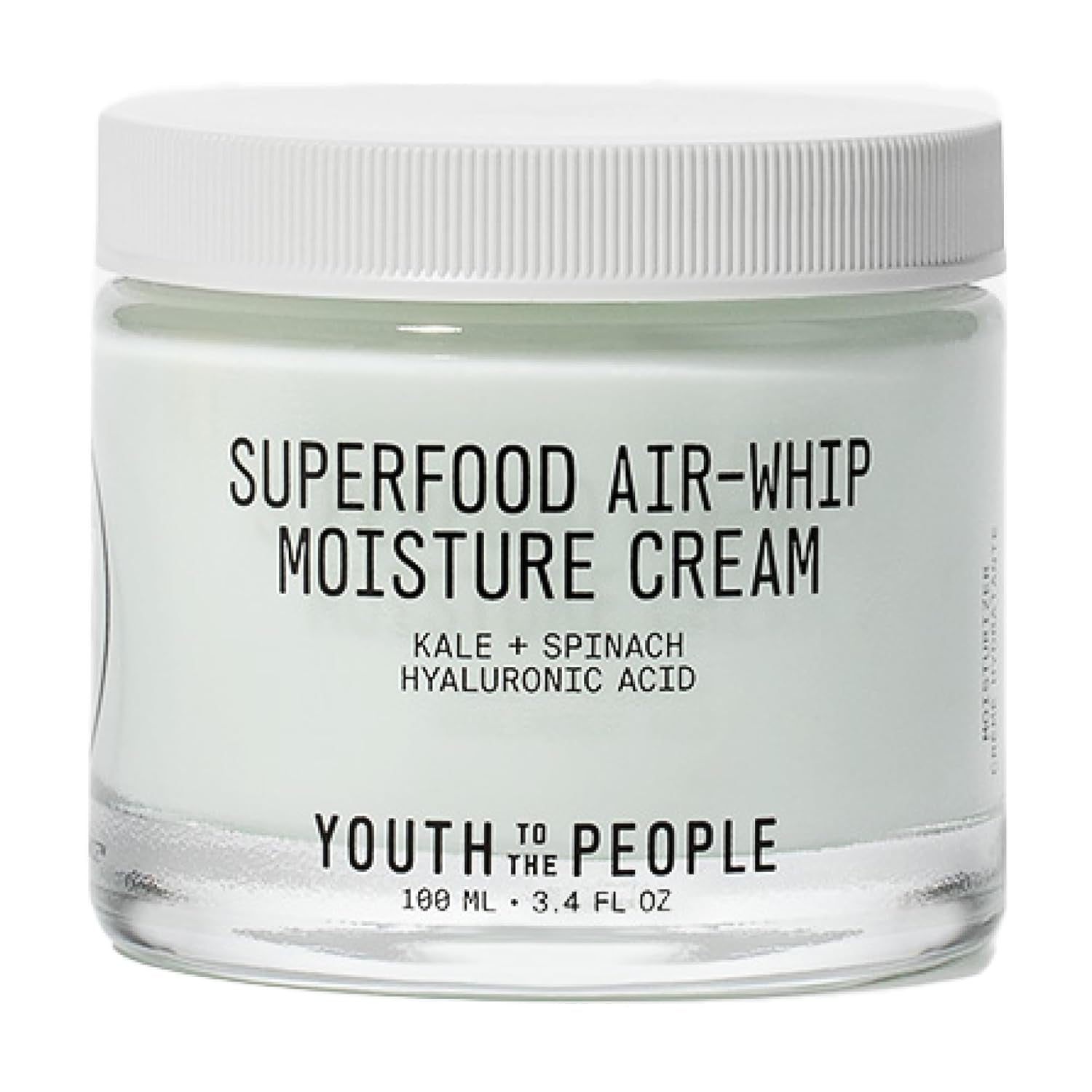 Youth to the People Superfood Air-Whip Moisture Cream - Kale + Green Tea Hyaluronic Acid Face Moisturizer, Smooths + Hydrates up to 48HR with Dewy Glow, Non-Greasy Lightweight Gel, Non-Comedogenic