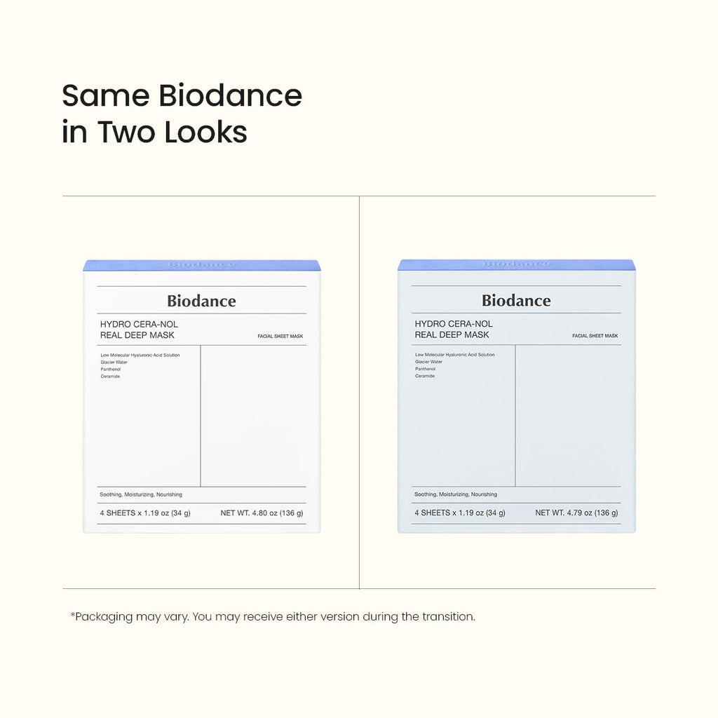 BIODANCE Hydro Cera-Nol Real Deep Mask, Hydrating Overnight Hydrogel Face Mask, Moisturizing, Redness Reducing, Quick Soothing, Korean Skin Care |1.19Oz(34G) X4Ea