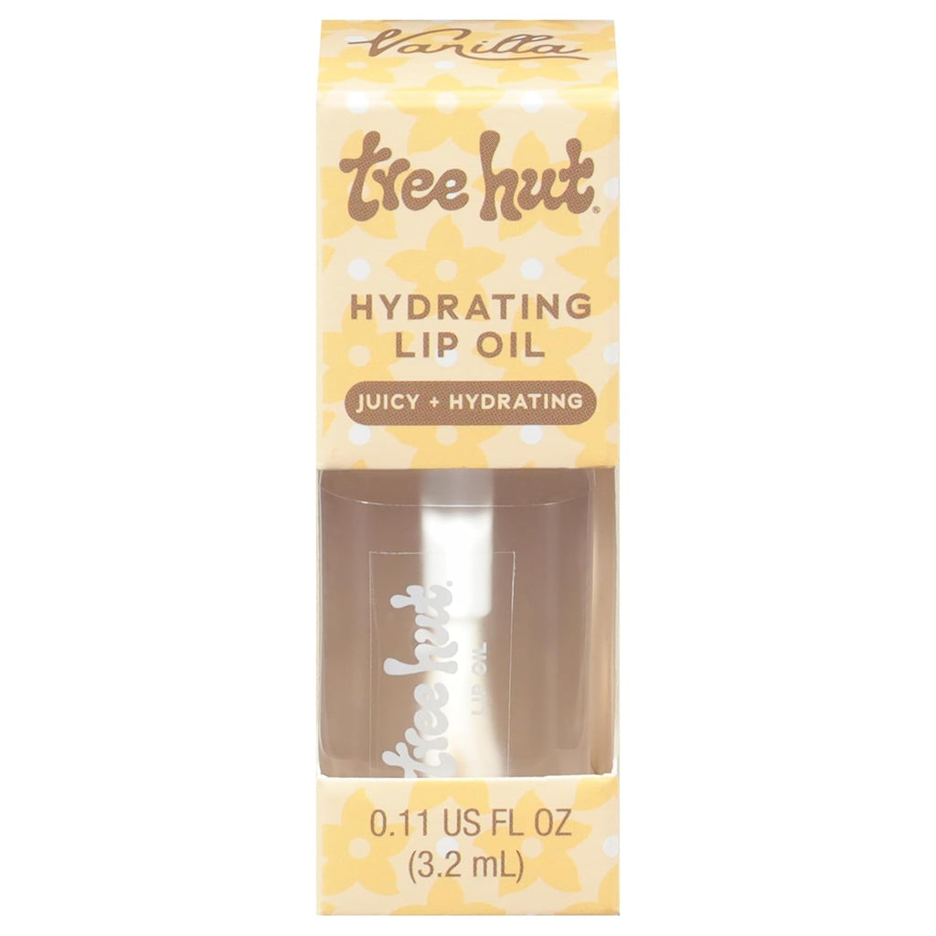 Tree Hut Vanilla Hydrating Lip Oil, Non-Sticky High-Shine Lip Gloss Oil, Moisturizing Formula with Vitamin E & Squalane for Soft, Smooth Lips, 0.16 Fl Oz