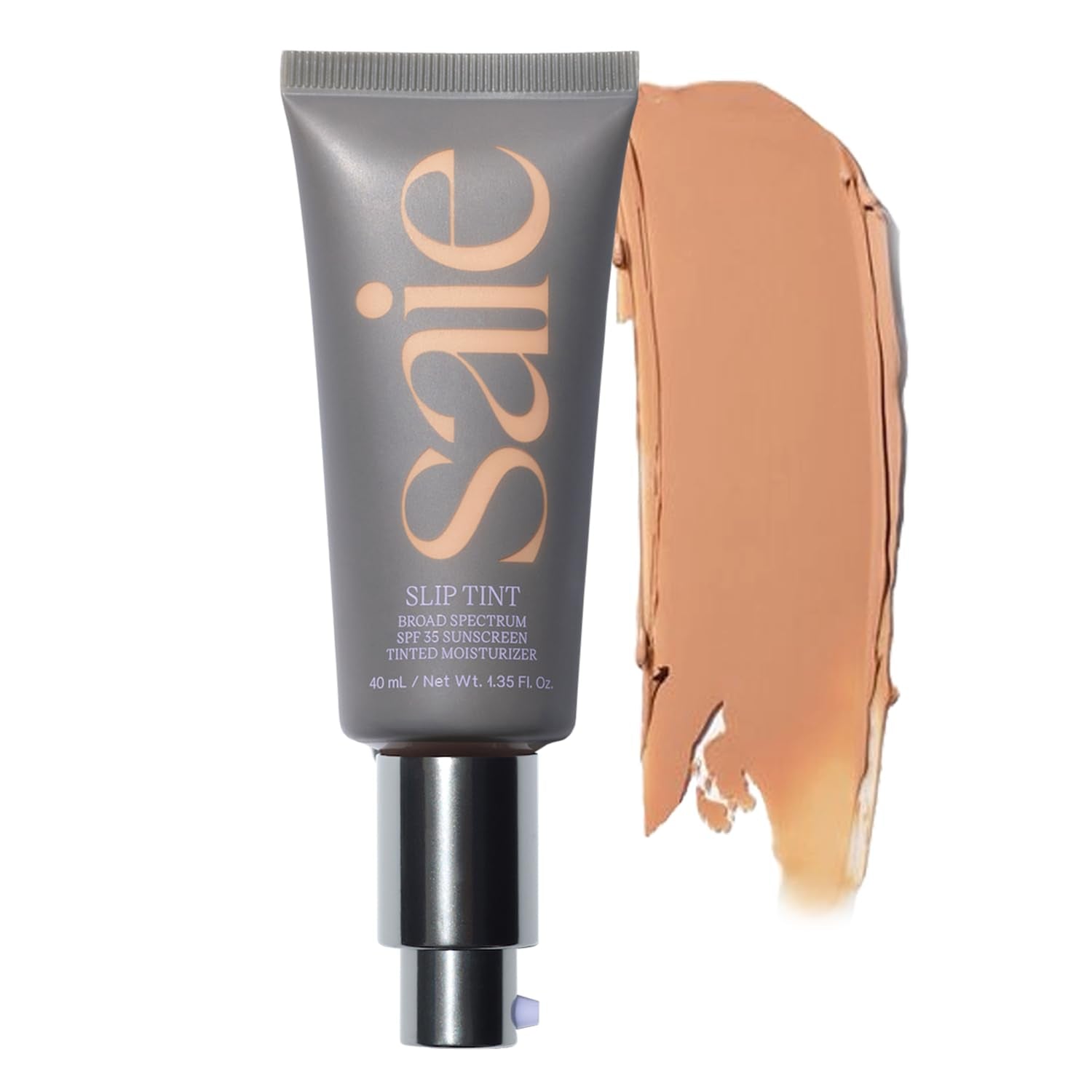 Saie Slip Tint Tinted Moisturizer with SPF 35 - Light Coverage, Glowy Skin Tint & Mineral Sunscreen for Face with Hydrating Hyaluronic Acid - Summer Makeup Essential - Shade Four (1.35 Oz)