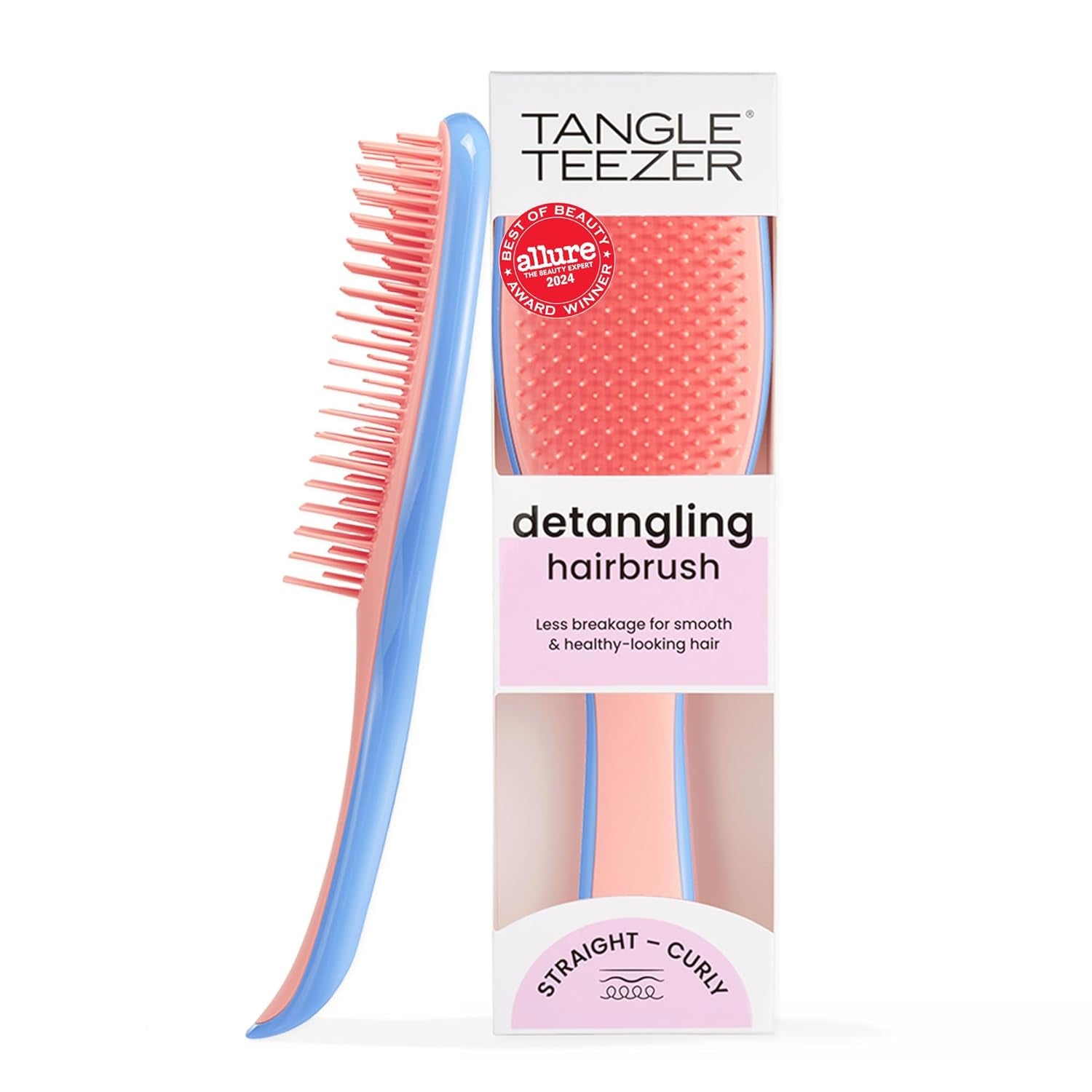 Tangle Teezer Ultimate Detangler Brush for Wet & Dry Hair, Eliminates Knots & Reduces Breakage for Straight to Wavy Hair Types, Apricot Blaze