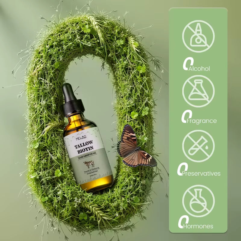 Private Label Organic Tallow Biotin Scalp Conditioning Hair Care Oil with Hair Growth & Repair