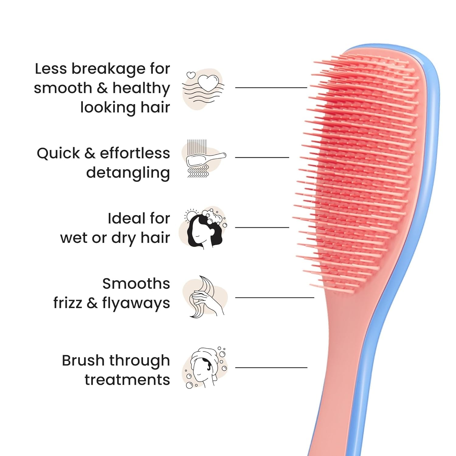 Tangle Teezer Ultimate Detangler Brush for Wet & Dry Hair, Eliminates Knots & Reduces Breakage for Straight to Wavy Hair Types, Apricot Blaze