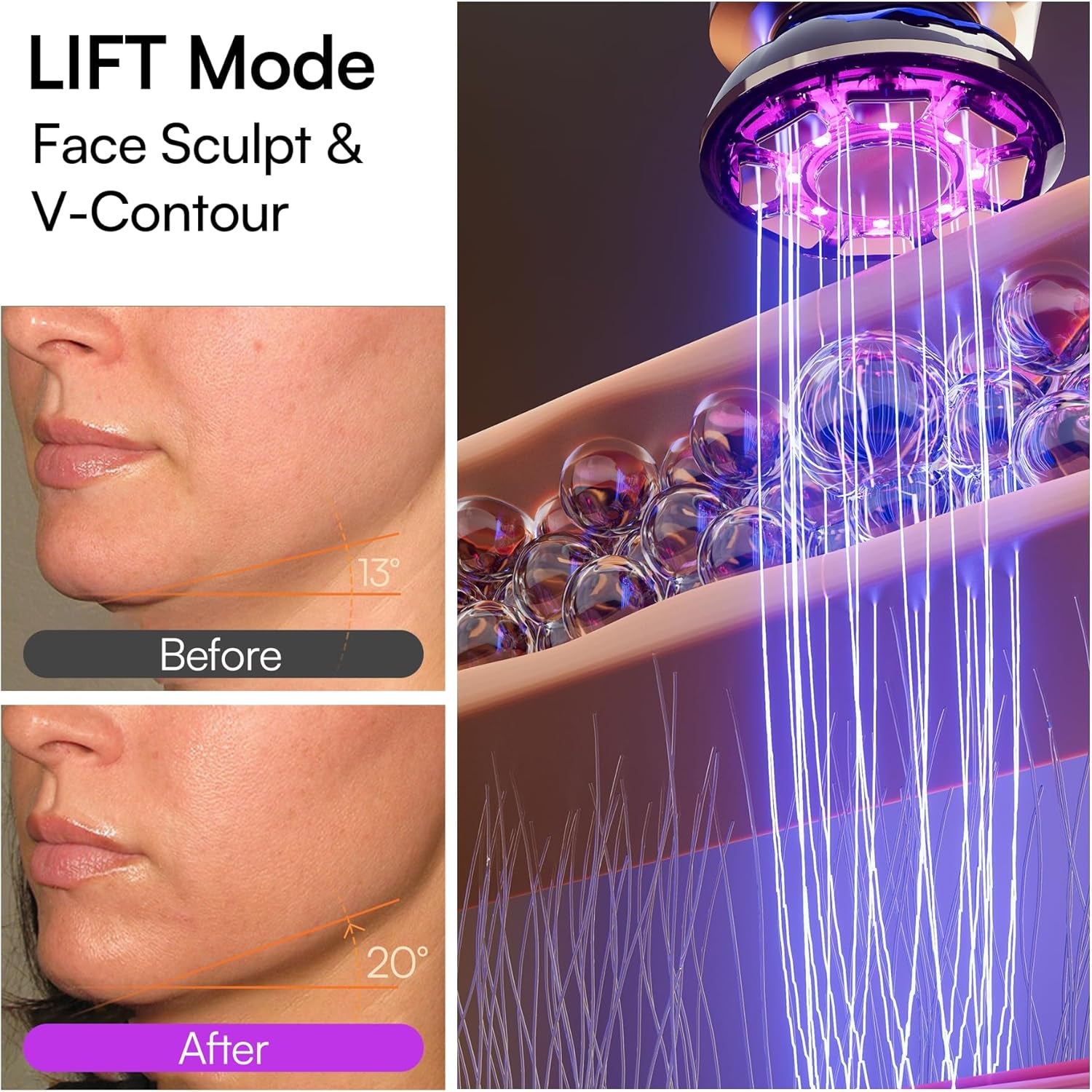 INIA 3-In-1 Red Light Therapy for Face and Neck Beauty Device for Puffiness & Skin Firming Skincare Tool (White)