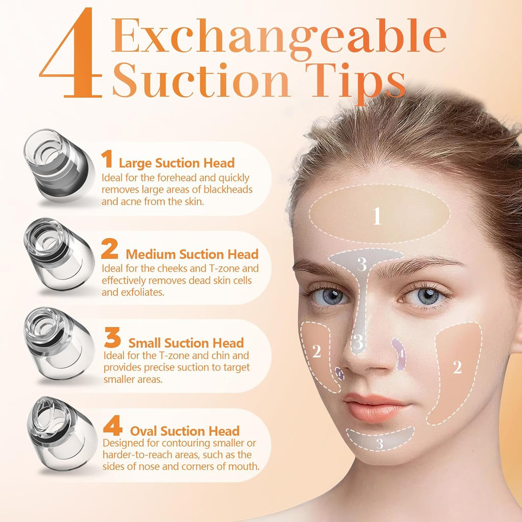 Yccu Blackhead Remover Vacuum Blackhead Vacuum Remover Pore Extractor Blackhead Remover Tool Black Head Remover for Face Blackhead Extractor Pore Cleaner Vacuum with USB Charge 4 Modes 5 Suction Heads