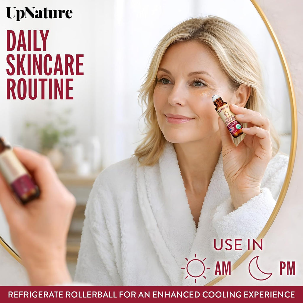 Upnature Beauty Castor Oil Roll on Eye Roller - 100% Organic Frankincense and Castor Oil for Face, Dark Circles, Fine Lines, under Eyes and Skin